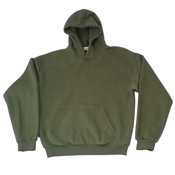 Comfrt Other - Comfrt Hoodie Mens Medium Olive Green Fleece Pullover Sweatshirt Good Days Ahead